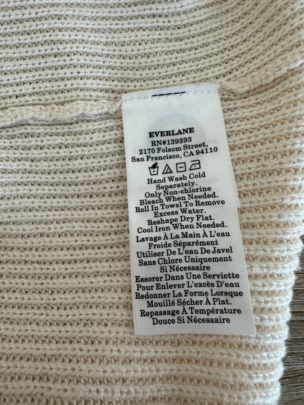 Everlane The Slouchy V-Neck Everyday Cotton Bone Cream Ribbed Sweater Oversize S - Picture 4 of 6